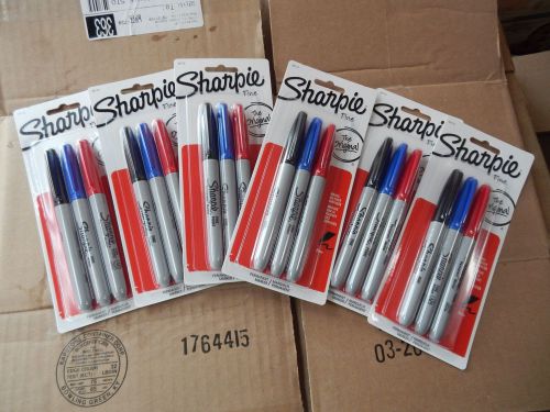 Sharpie Fine Point Permanent Markers 18 Count New, Black,Blue,Red, 6 Packs Of 3