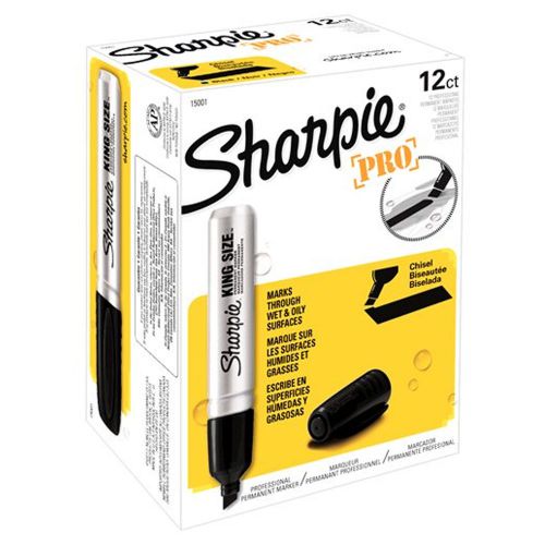Sharpie king size marker pen chisel tip black xylene free 1 box 15001 for sale