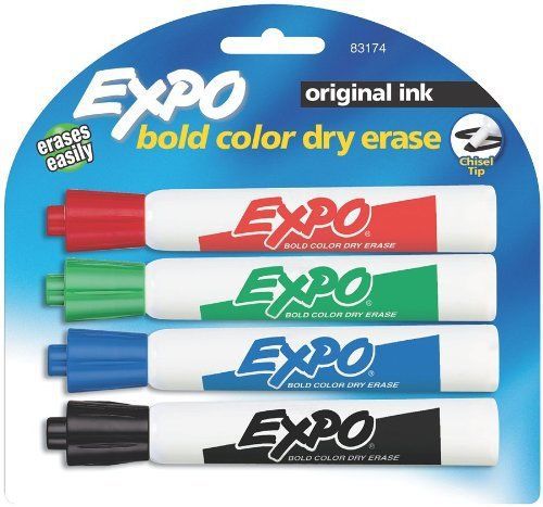 NEW Expo Original Chisel Tip Dry Erase Markers, 4 Colored Markers (83174K)