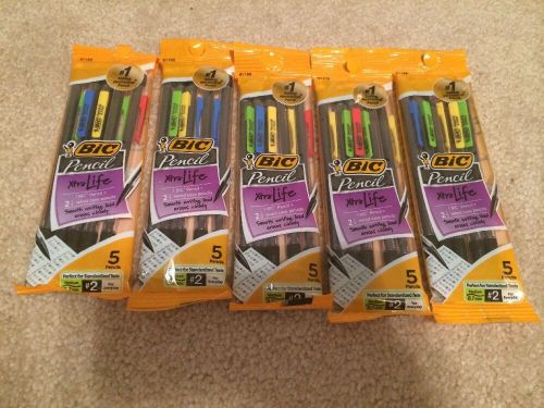Bic Mechanical Pencils Five 5 Packs 25 Total .7mm #2  Xtra Life New In Pack