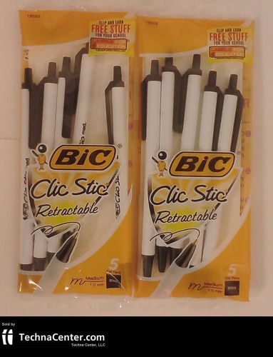 Bic Clic Stic Black Retractable Pens, 2 Packs, 10 Pens