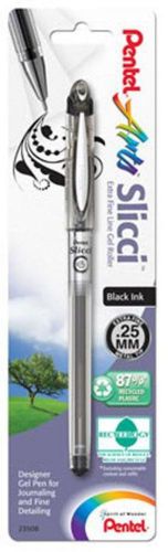Pentel Arts Slicci (0.25mm) Extra Fine Gel Pen Black Ink 1 Pack Carded