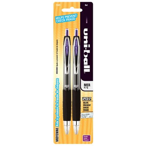 Uni-Ball 207 Retractable Purple Gel Pen Medium .7mm Point 2-pack 71025