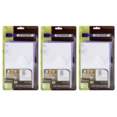 Quartet ReWritables Dry-Erase Magnets with Dry-Erase Marker, 5&#034;x8&#034;, 6/Pack 79228