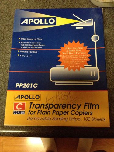 Apollo PP100C Transparency Film For Plain Paper Copiers 100 Sheets 8-1/2 x11