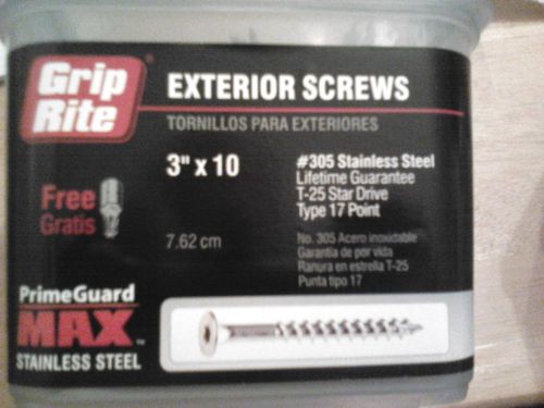 3&#034; x 10 stainless steel deck screws, #305, t-25 star drive, 5 lb. for sale