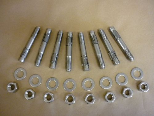 Lot of 8 concrete wedge anchors 3/4&#034; x 4&#034; 316 stainless steel w/nuts &amp; washers for sale