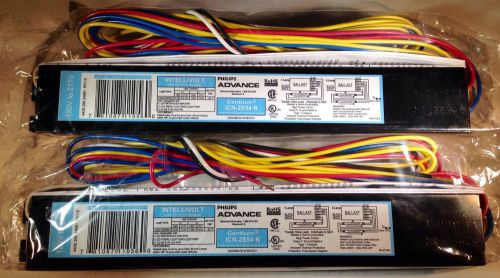 Philips advance centium icn-2s54-n electronic ballasts lot of 2 with instruction for sale