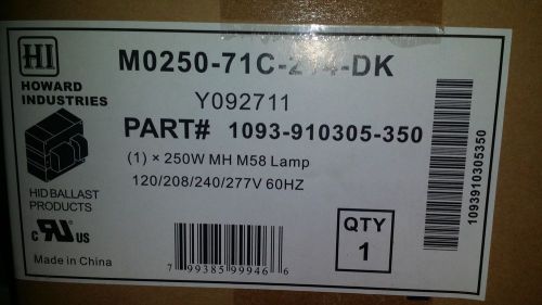 250 Watt Metal Halide Ballast Kit M0250-71C-214-DK MH 250w M58 QUAD Tap 120-277
