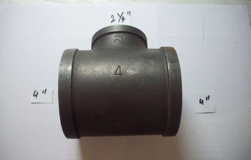 New 4&#034; x 4&#034; x 2 1/2&#034; malleable iron tee black pipe plumbing fitting for sale