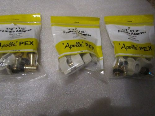 Lot 15 Apollo 1/2&#034; x 1/2&#034; Female Swivel Adapter (barb x FPT) # APXFB1212SW5, new