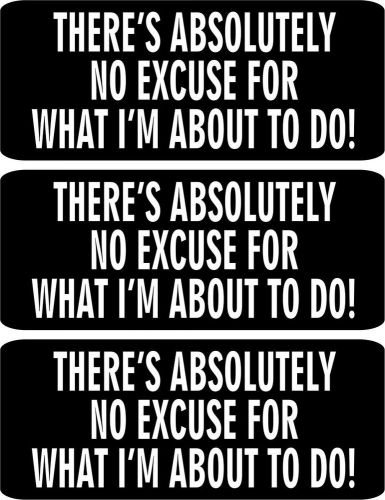 3 - There&#039;s Absolutely No Excuse Hard Hat / Biker Helmet Sticker HS-5074