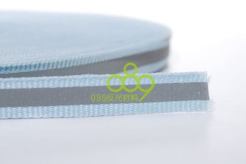 50M White Reflective Tape 10mm Sew-On Silver Light blue fabric trim vest