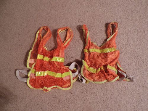 Lot of 2 Orange Mesh Lightweight Construction Roadguard Safety Vest Vests Army