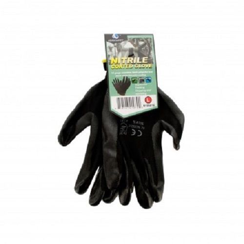 13 gauge nylon, black nitrile palm coated textured gloves qty10- large for sale