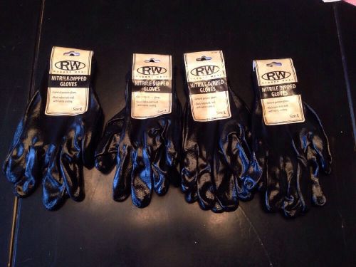 4 pairs of Rugged Wear Nitrile Dipped Gloves Size L New with Tags