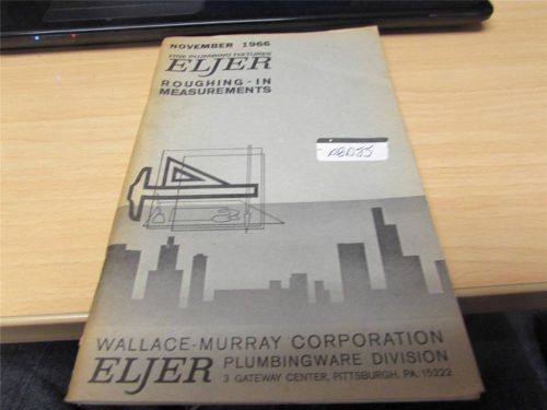 Vintage Eljer Plumbing Fixtures Book Roughing in Measurements 1966 PBA85
