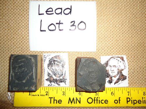 Vintage Letterpress WOOD &amp; Metal LEAD Printers Blocks WASHINGTON AND LINCOLN #30