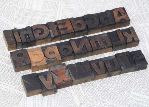 a-z mixed alphabet 1.77&#034; letterpress wood printing blocks type font letterform