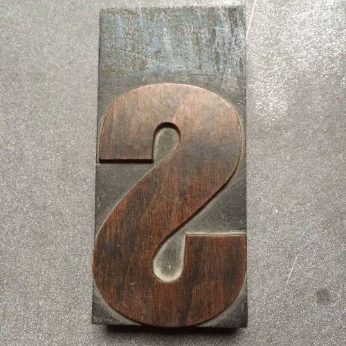 3 3/4&#034; on 360PT Block Antique Letterpress Type Wood Block Letter &#034;S&#034;