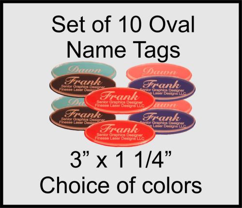 10 Oval Acrylic Business Employee Name Tags, set of 10 Acrylic Custom Name Tags