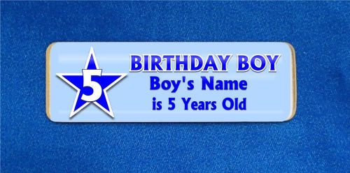 Birthday Star Blue Custom Personalized Name Tag Badge ID Any Year Party Boy