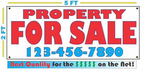PROPERTY FOR SALE w/ Phone Banner Sign Custom Phone # Number NEW LARGER SIZE