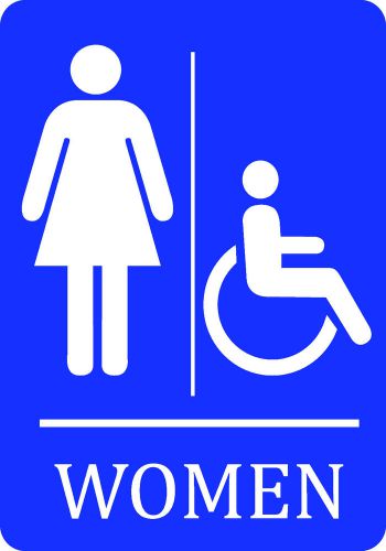 Women Restroom / Bathroom Sign Wheelchair Accessible Blue Girl New Single Signs