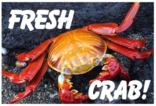 Fresh Crab Advertising Vinyl Banner /grommets 30x72&#034; made USA black rv6