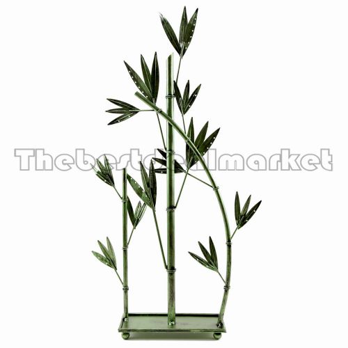 Fancy Earring Jewelry Display Stand Holder Metal Green Bamboo Leaves Stick P0878