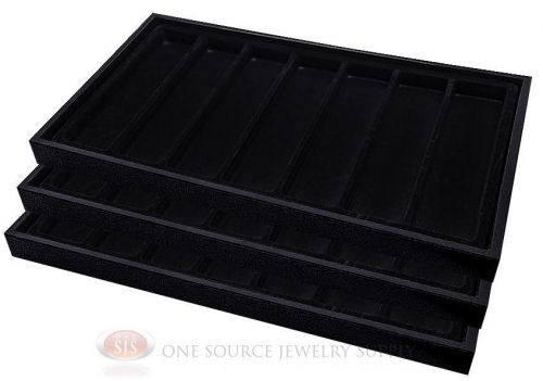 3 Wooden Sample Display Trays With 3 Divided 7 Slot Black Tray Liner Inserts