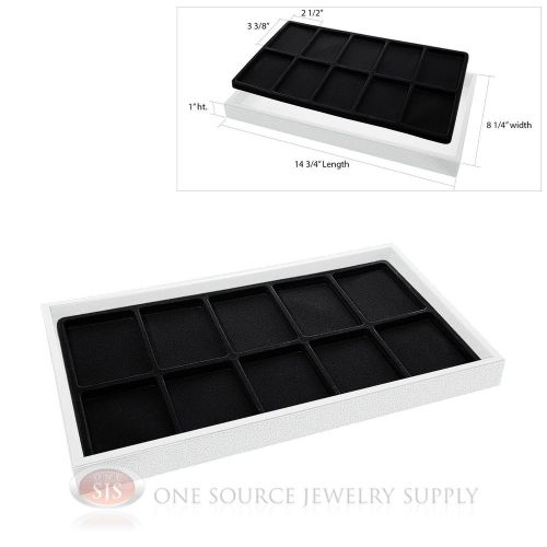 White Plastic Display Tray Black 10 Compartment Liner Insert Organizer Storage