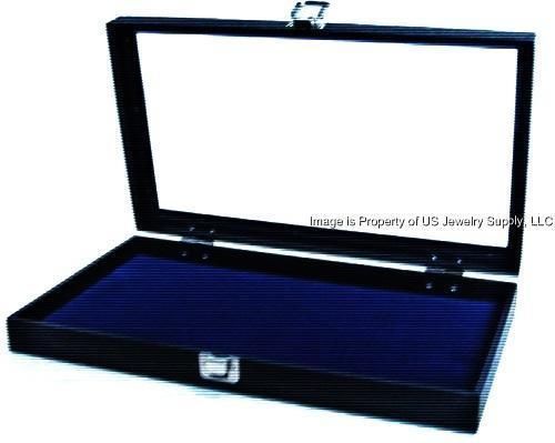 12 Key Lock Blue Pad Display Box Case Militaria Medals Pins Jewelry Awards Knife