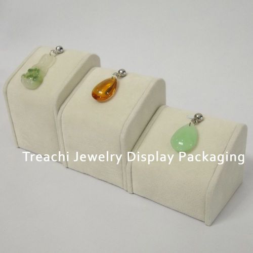 Jewelry Display Stand Tower Kit of 3 Beige Velvet for Pendant Holder Rack