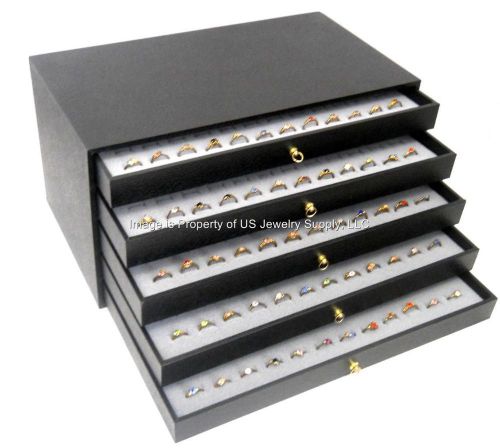 5 Drawer Grey 720 Ring Storage Organizer Jewelry Sales Cabinet Display Case
