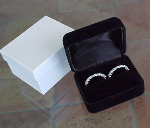 One wider plush black velvet black satin jewelry presentation display ring box for sale