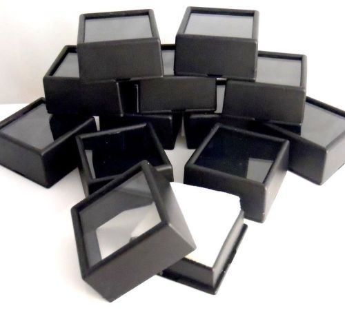 50pc Black 1-1/2&#034;x3/4&#034; Square Glass Top Gem Box storage/display gold/gems/coins