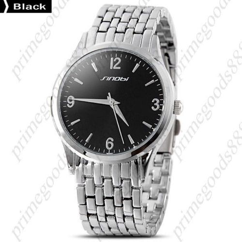 Stainless Steel Men&#039;s Analog Quartz Wrist Wristwatch Free Shipping Silver Black