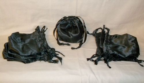 20 NEW Black Satin Pouches Drawstring Standing Bottom 6”x4” Bags