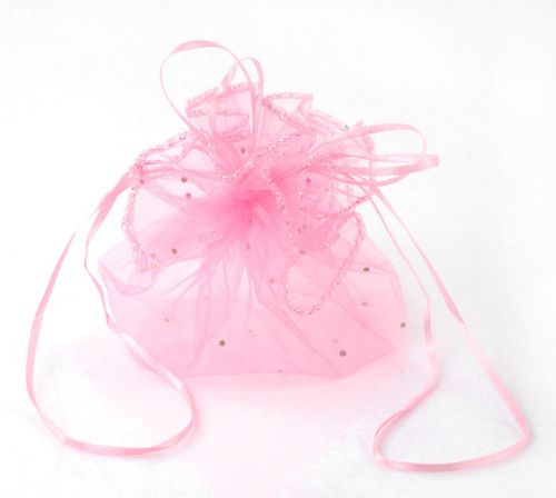200PCs Pink Organza Wedding Gift Bags &amp; Pouches 40cm(15 6/8&#034;) Dia.