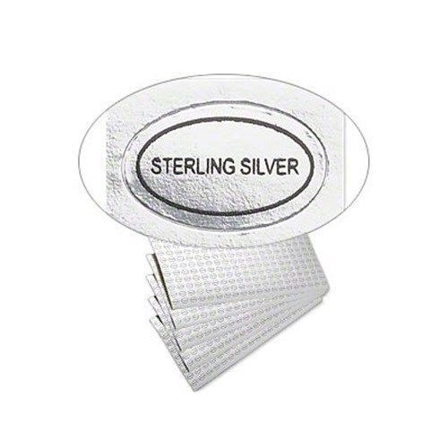 1,000 (1000) peel off adhesive labels oval 1/2&#034; x 5/8&#034; marked &#034;sterling silver&#034; for sale