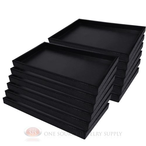 (12) Black Plastic Display Sample Tray Jewelry Organizer Travel Stackable Trays