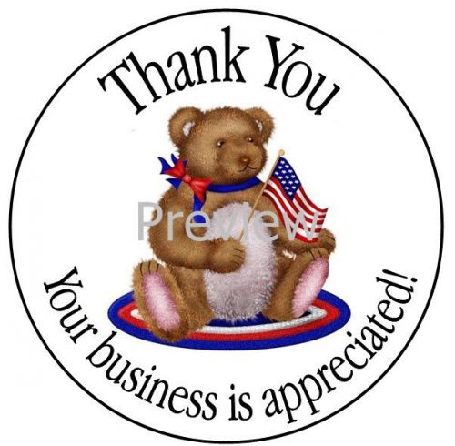 ALL AMERICAN TEDDY BEAR &amp; FLAG #20 THANK YOU STICKER LABELS