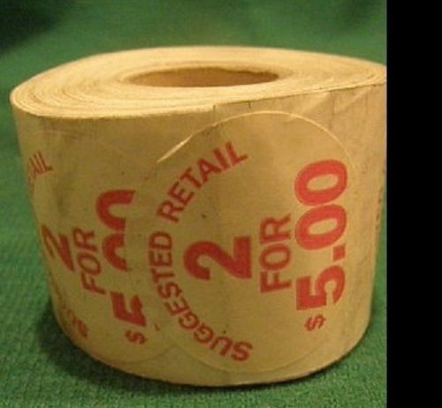 2/$5.00 Retail Store Price Stickers Roll Tags Yard Sale Grocery Store