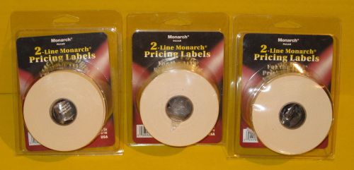 3 of 2-Line Monarch Plain WHITE Pricing Labels For the 1115 Pricing Labeler NEW