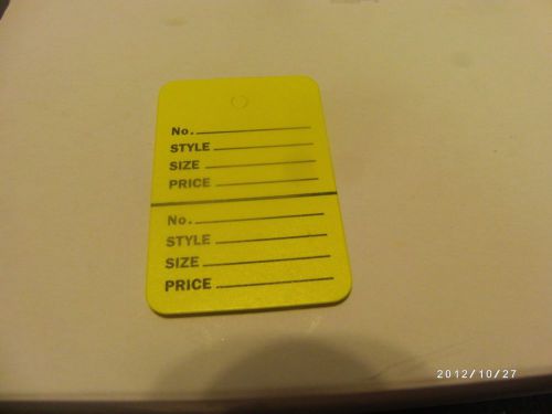 1000 YELLOW Unstrung Merchandise Clothes Price Tags BLANK 1 1/4&#034;X 1 7/8&#034;