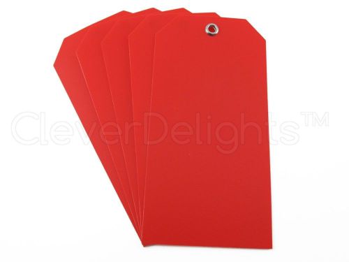200 Red Plastic Tags - 4.75&#034; x 2.375&#034; - Tearproof - Inventory ID Price Tags