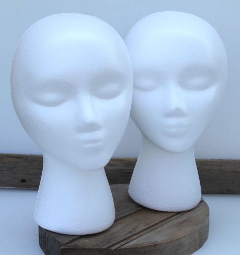 2 Female Styrofoam Mannequin 11” WIg Hat Model Heads