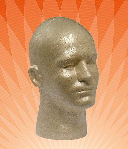 TAN MALE  (12&#034; TALL) STYROFOAM MANNEQUIN WIG / HAT DISPLAY  (1-head)