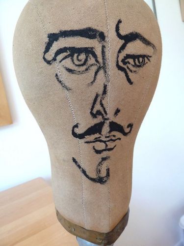 Rare 1960s signed painting by martin zipin on mannequin head phila pa for sale